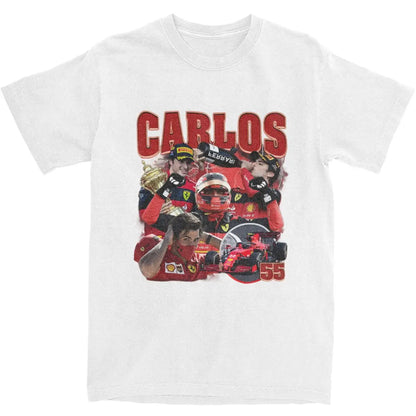 Men Women Carlos Sainz Jr 55 Graphic Shirts Apparel Fashion Pure Cotton F1 Race T Shirt Top Tee Clothes Printed