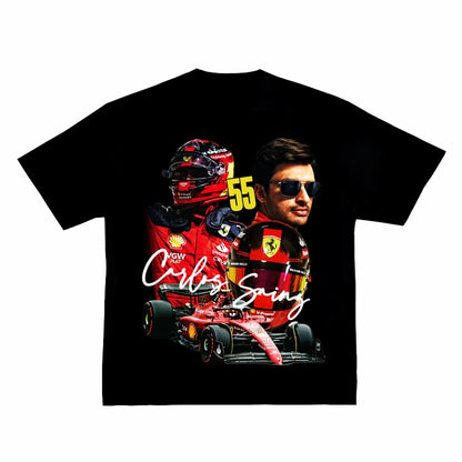 New Fashion Carlos Sainz Sainz F1 Equation Racing American Street Retro Do Old National Fashion Short Sleeve T-shirt Streetwear