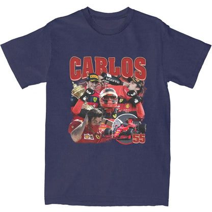 Men Women Carlos Sainz Jr 55 Graphic Shirts Apparel Fashion Pure Cotton F1 Race T Shirt Top Tee Clothes Printed