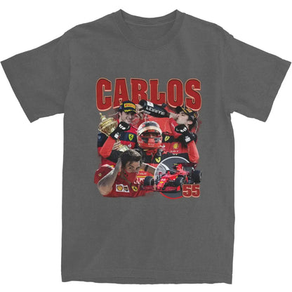 Men Women Carlos Sainz Jr 55 Graphic Shirts Apparel Fashion Pure Cotton F1 Race T Shirt Top Tee Clothes Printed