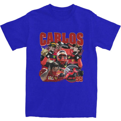 Men Women Carlos Sainz Jr 55 Graphic Shirts Apparel Fashion Pure Cotton F1 Race T Shirt Top Tee Clothes Printed